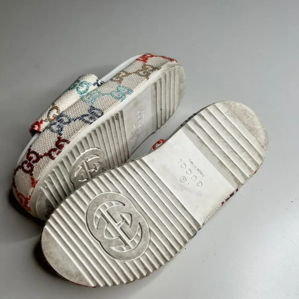 Gucci Women's Sandals Multicolor GG Canvas Slide Platform Made In Italy Monogram - Picture 7 of 11
